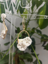 Load image into Gallery viewer, Handmade Clay Flower Earrings: Framed Floral Studs, Crystal Wedding UK