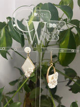 Load image into Gallery viewer, Handmade Clay Flower Earrings: Framed Floral Studs, Crystal Wedding UK