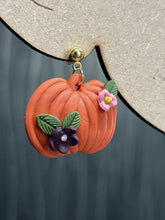 Load image into Gallery viewer, Handmade Floral Pumpkin Clay Earrings – Autumn Fall Jewelry – Cosy Halloween Earrings – Ball Stud – by Crystal wedding Uk