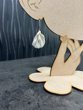 Load image into Gallery viewer, Handmade White Fluted Petal Earrings – Delicate polymer Clay Flowers with Swarovski Crystals – Elegant Stud Earrings –by Crystal wedding UK