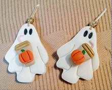 Load image into Gallery viewer, Handmade White Ghost earrings, Halloween, Spooky Earrings, Ghost Stud Earrings by Crystal wedding UK