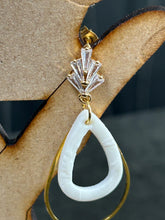 Load image into Gallery viewer, White gold drop hoop Earrings: clay, Cubic Zircona gold, Handmade to order