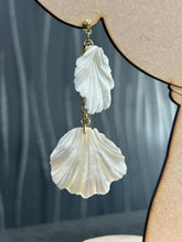 Load image into Gallery viewer, White textured bridal earrings, brides earrings, dangling statement earrings, wedding jewellery, bridal accessories by Crystal wedding UK