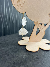 Load image into Gallery viewer, White textured bridal earrings, brides earrings, dangling statement earrings, wedding jewellery, bridal accessories by Crystal wedding UK