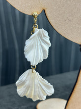 Load image into Gallery viewer, White textured bridal earrings, brides earrings, dangling statement earrings, wedding jewellery, bridal accessories by Crystal wedding UK