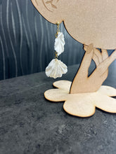 Load image into Gallery viewer, White textured bridal earrings, brides earrings, dangling statement earrings, wedding jewellery, bridal accessories by Crystal wedding UK