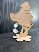 Load image into Gallery viewer, White textured bridal earrings, brides earrings, dangling statement earrings, wedding jewellery, bridal accessories by Crystal wedding UK