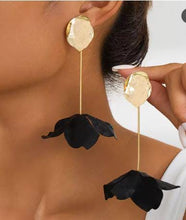 Load image into Gallery viewer, Lightweight Polymer Clay Earrings, Modern drop flower Statement Earrings, stainless steel 14k Gold Over Brass Ear Wires, Hypoallergenic