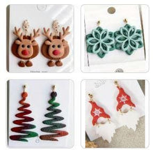 Load image into Gallery viewer, Christmas Themed Earrings: Reindeer,Snowflake, Gonk, Christmas Tree, Highland cow, silver or gold, Handmade to order by Crystal wedding UK