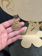 Load image into Gallery viewer, Modern Clay Earrings, Sparkling Resin, Wood, metal and Clay Abstract Earrings –Boho Statement Polymer Clay Dangle Earrings