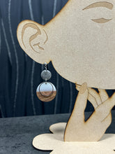 Load image into Gallery viewer, Modern Clay Earrings, Delicate white Resin, Wood, metal and Clay Abstract Earrings –Boho Statement Polymer Clay Dangle Earrings