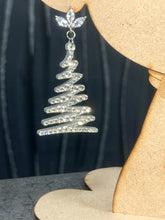 Load image into Gallery viewer, Christmas Tree Earrings: Swarovski elements , in silver or gold, Handmade to order by Crystal wedding UK