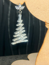 Load image into Gallery viewer, Christmas Tree Earrings: Swarovski elements , in silver or gold, Handmade to order by Crystal wedding UK
