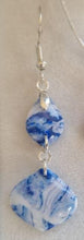 Load image into Gallery viewer, Blue and White Marbled Polymer Clay Earrings and Necklace Set – Handmade Lightweight Jewelry Gift for Her