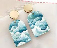 Load image into Gallery viewer, Lightweight Polymer Clay Earrings, Modern Minimalist Statement Earrings, stainless steel 14k Gold Over Brass Ear Wires, Hypoallergenic