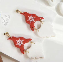 Load image into Gallery viewer, Christmas Themed Earrings: Reindeer,Snowflake, Gonk, Christmas Tree, Highland cow, silver or gold, Handmade to order by Crystal wedding UK