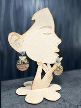 Load image into Gallery viewer, Modern Clay Earrings, Sparkling Resin, Wood, metal and Clay Abstract Earrings –Boho Statement Polymer Clay Dangle Earrings