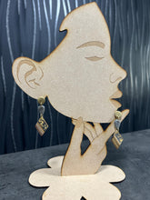 Load image into Gallery viewer, Modern Clay Earrings, Delicate white Resin, Wood, metal and Clay Abstract Earrings –Boho Statement Polymer Clay Dangle Earrings