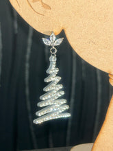 Load image into Gallery viewer, Christmas Tree Earrings: Swarovski elements , in silver or gold, Handmade to order by Crystal wedding UK
