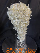 Load image into Gallery viewer, Ivory Pearl & Crystal Bridal Bouquet Rhinestone Wedding bouquet Silver brides Flowers