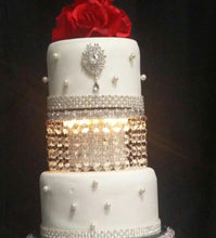 Load image into Gallery viewer, Diamante Cake Separator with LED Lights: Faux Crystal Wedding Display