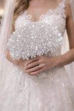 Load image into Gallery viewer, Swarovski Crystal Wedding BouquetClear/silver beads- Gold/Silver