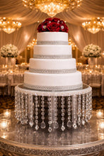 Load image into Gallery viewer, Luxury Crystal Wedding Cake Stand | Cascading Crystal Beaded Cake Stand | Elegant Wedding & Event Display Decor by Crystal wedding uk