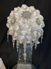 Load image into Gallery viewer, Trailing Brooch Bouquet: Silver Rhinestone Jewel Wedding Bouquet