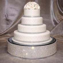 Load image into Gallery viewer, Pearl & Real Crystal Wedding Cake Stand | Custom Size Pearl Cake Stand | Luxury Wedding Dessert Display Stand