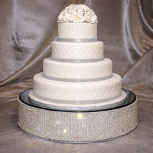 Load image into Gallery viewer, Pearl & Real Crystal Wedding Cake Stand | Custom Size Pearl Cake Stand | Luxury Wedding Dessert Display Stand