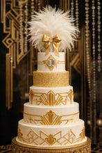 Load image into Gallery viewer, Gatsby Feather cake topper , Great Gatsby wedding style cake decoration -ANY COLOUR by Crystal wedding uk