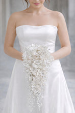 Load image into Gallery viewer, Ivory Pearl & Crystal Bridal Bouquet Rhinestone Wedding bouquet Silver brides Flowers