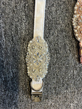 Load image into Gallery viewer, Personalised Luxury Velvet Dog Collar: Silver Rhinestones & Pearls, Wedding Pet Collar