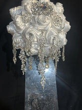 Load image into Gallery viewer, Trailing Brooch Bouquet: Silver Rhinestone Jewel Wedding Bouquet