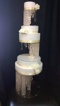 Load image into Gallery viewer, Crystal Chandelier Wedding Cake Stand LED Illuminated Cake Centrepiece Tall Luxury Floating Cake Display Illusion 3 tier set