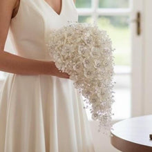 Load image into Gallery viewer, Ivory Pearl & Crystal Bridal Bouquet: Rhinestone Wedding Flowers
