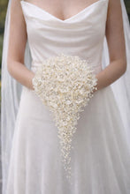 Load image into Gallery viewer, Ivory Pearl & Crystal Bridal Bouquet: Rhinestone Wedding Flowers