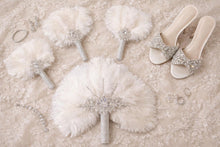 Load image into Gallery viewer, 4pcs Feather Fan bouquets, Ostrich feathers, Great Gatsby wedding style 1920's - any colour -custom made by Crystal Wedding UK