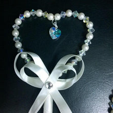 Load image into Gallery viewer, Flower girl wand, Crystal & Pearl heart. by Crystal wedding uk