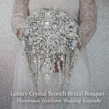 Load image into Gallery viewer, Wedding Bridal Bouquet Crystal Crystal Silver brides brooch Cascade Wedding Bouquet