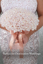 Load image into Gallery viewer, Luxury Crystal Bridal Bouquet – Rose Gold AB Rhinestone Wedding Bouquet Alternative, Jeweled Bridal Flowers for Glam Weddings