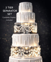 Load image into Gallery viewer, Crystal Chandelier Wedding Cake Separator – LED Tiered cake Stand, Set of 2 (6" & 8")