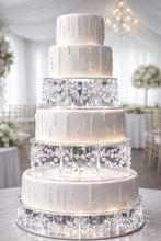Load image into Gallery viewer, Crystal Chandelier Cake Stand Dividers – 3 Tier Separator Set with Cool White LED | Wedding Cake Display Stand