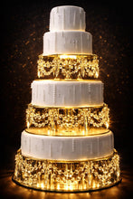 Load image into Gallery viewer, Crystal Chandelier Cake Stand Dividers – 3 Tier Separator Set with Cool White LED | Wedding Cake Display Stand