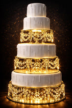 Load image into Gallery viewer, Crystal Chandelier Cake Stand Dividers – 3 Tier Separator Set with Cool White LED | Wedding Cake Display Stand