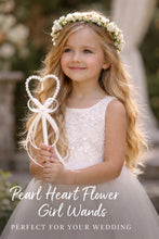Load image into Gallery viewer, Pearl heart flower girl wand by Crystal wedding uk