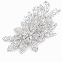 Load image into Gallery viewer, Crystal FLOWER Rhinestone Cake Brooch: Silver Wedding Cake Jewelry