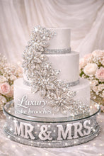 Load image into Gallery viewer, Crystal FLOWER Rhinestone Cake Brooch: Silver Wedding Cake Jewelry