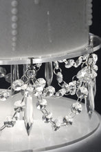 Load image into Gallery viewer, Luxury Chandelier Wedding Cake Separator set 3 : LED Lit Glass seperators (8/10/12 inch). Free UK & USA Shipping
