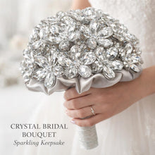 Load image into Gallery viewer, Crystal Wedding Bouquet – Handmade Clear Glass Bridal Bouquet, Sparkling Bridal Flower Keepsake, Swarovski-Style Bridal Bouquet